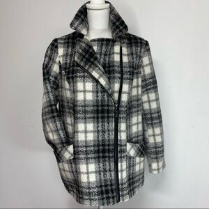 Susan Graver Arctic Black and White Plaid Coat